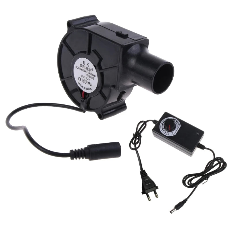 090D US/EU Plug BBQ Fan Air Blower 12V Large 110V 220V Powered Fan Variable Speed Controller Barbecue Tool