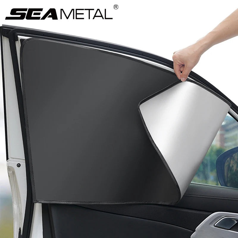 SEAMETAL 2Pcs Car Side Window Sun Shade Curtain Summer Sun Protection Sunshade Cover UV Reflective Magnetic Car Privacy Curtains
