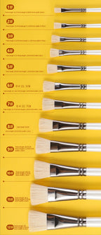 6 pcs Short rod flat head wool set watercolor oil brush soft hair painting brush children's beginner set student art paint brush