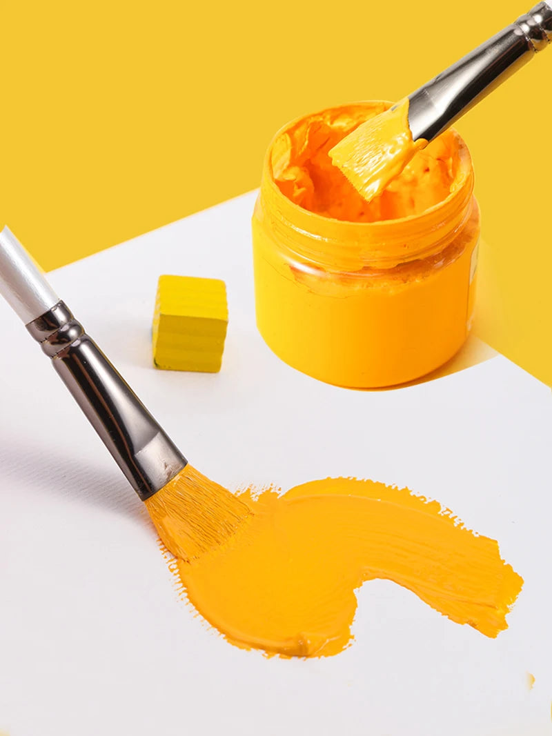 6 pcs Short rod flat head wool set watercolor oil brush soft hair painting brush children's beginner set student art paint brush