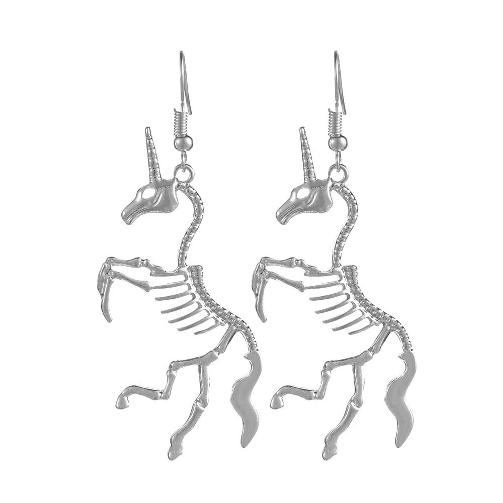 Halloween Skeleton Unicorn Earrings Vintage Punk Unicorn Horse Pendant Drop Dangle Earring Nice Fashion Jewelry Gift for Women