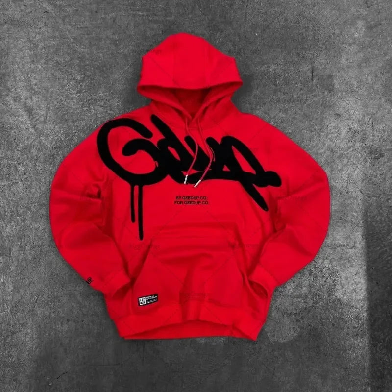 American Retro Letter Hoodie Y2K Clothes Mens Womens Harajuku Hip Hop Graphic Print Oversized Hoodie Pullover Sweatshirt Jacket