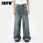 IEFB American Style Men's Denim Pants Washing Fashion Loose Men's Straight Trousers Casual Wide Leg Jeans New Summer 2024 9C6303