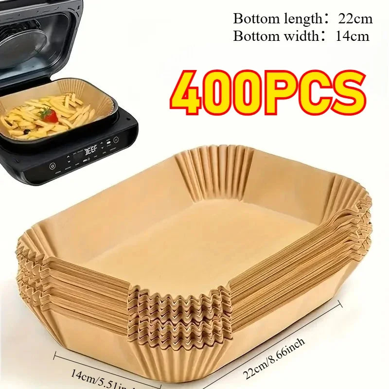 Extra Large Rectangular Paper Air Fryer Liners - Non-Stick, Easy Clean, Space Saving, Oven Safe, Disposable Paper Baskets And Bo