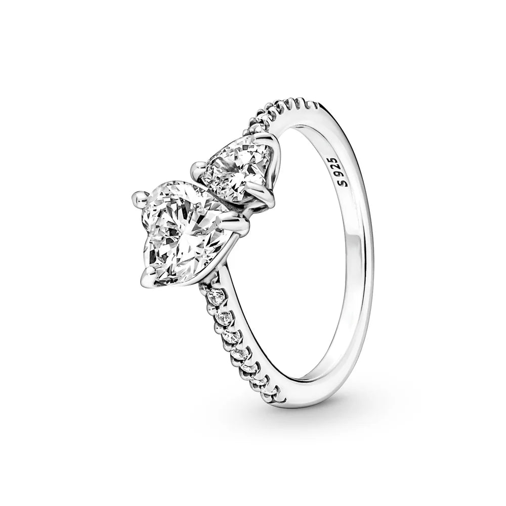 Hot Selling Original Rings Red Pink Heart Zircon Ring Size 6 7 8 9 Wedding Fashion High Jewelry Gifts for Women