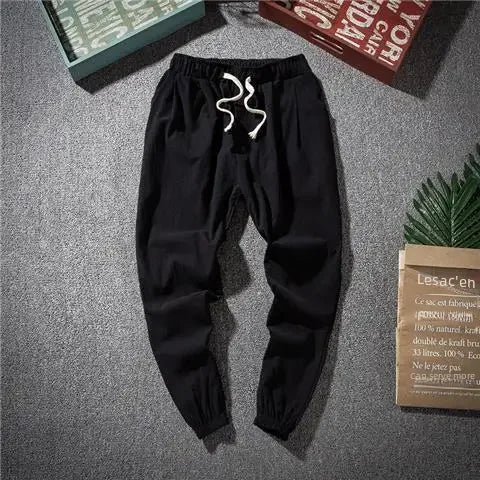 Hanfu Tang Suit Loose-fit Casual Pants Asian Style Lightweight Linen Cotton Blend For Spring Summer Men's Trendy Pants