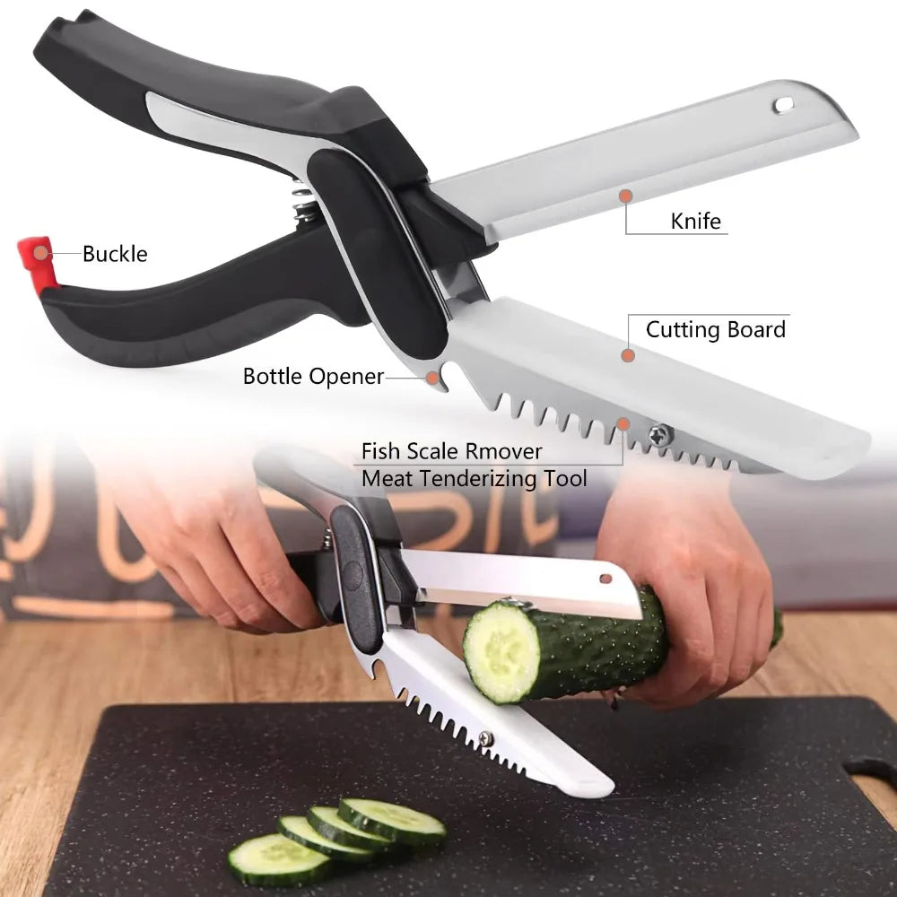 Kitchen Scissors Slicer Cutter 2-in-1 Cutting Board Scissors Multifunction Kitchen Shears Knife for Food and Vegetable Chopping