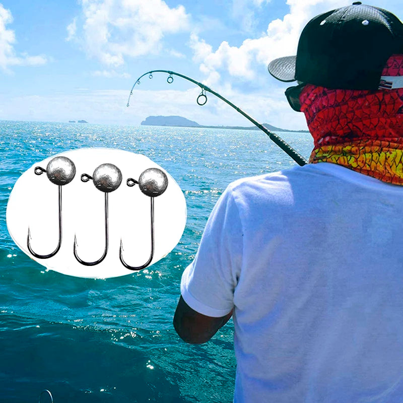 10pcs/lot Jig Head Fishing Hook 1g 2g 3.5g 5g 7g 10g Round Ball Jig Head Fishhook Soft Worm Fishing Accessories