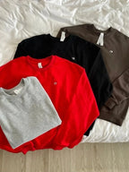 Women's Sweatshirts O Neck Solid Black Red Classic Letter Loose Casual Sports Pullovers Fashion Long Sleeve Hoodies for Women