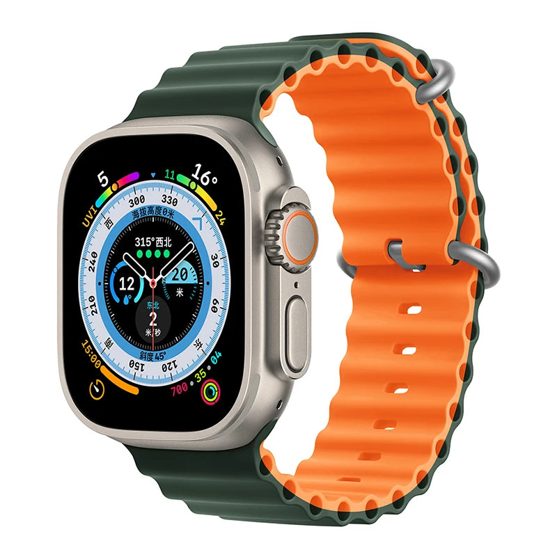 Ocean Strap for Apple Watch Ultra 2 Band 49mm 44mm 40mm 45mm 41mm 42mm 46mm 38mm Silicone Bracelet iWatch Series 10 9 SE 8 7 6 5