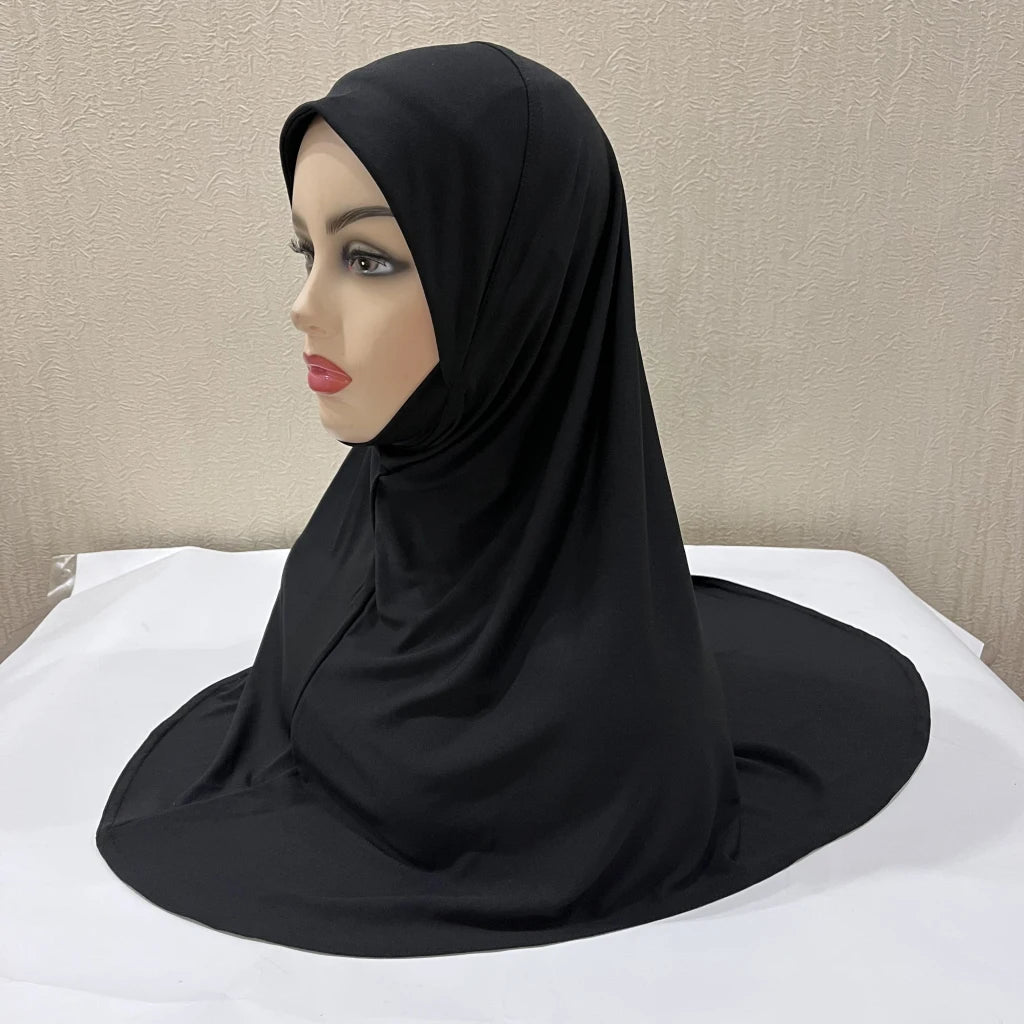 H302 Teenage girls Plain muslim hijab with chin part top quality amira pull on islamic scarf hot sell headscarf ramadan pray hat