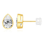 Real 14K Pear Cut Moissanite Stud Earrings for Women AU585 Gold Waterdrop Shape Ear Stud Teardrop Design Wedding Jewelry