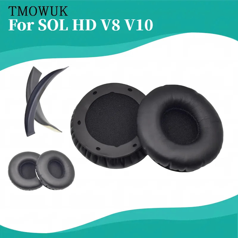 TOMWUK Soft Foam Protein Leather Headphone Earpads Ear Pads Compatible For SOL HD V8 V10 Headset Earmuff Earphone Sleeve