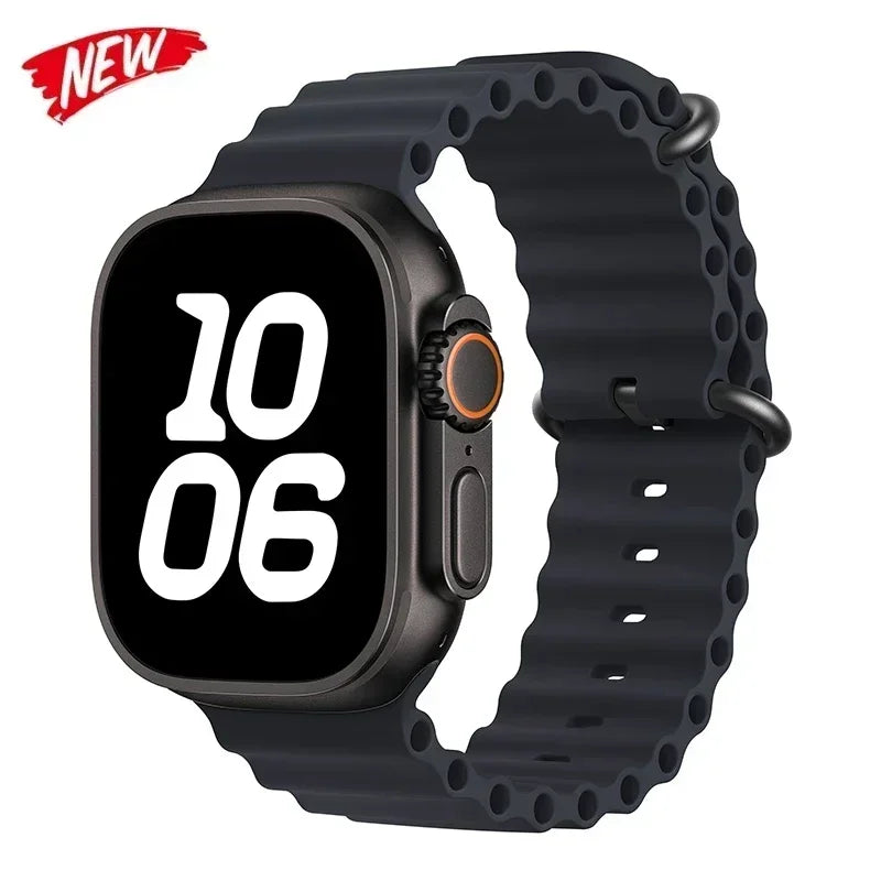 Ocean Strap for Apple Watch Ultra 2 Band 49mm 44mm 40mm 45mm 41mm 42mm 46mm 38mm Silicone Bracelet iWatch Series 10 9 SE 8 7 6 5