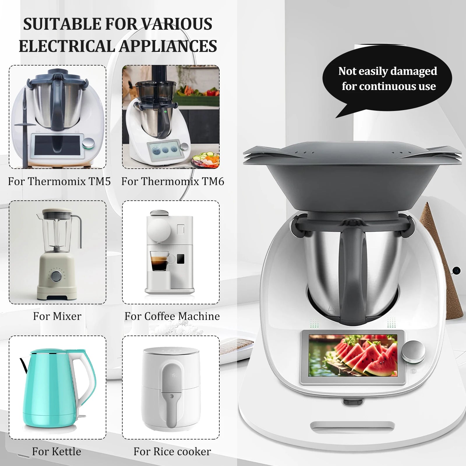 Sliding Board for Thermomix TM5 TM6 Gliding with Wheels for Food Processors Sliding Mat Easy Moving