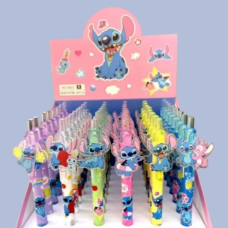 Disney Stitch Gel Pen 48Pcs Black 0.5mm Cartoon Kawaii Paster  New Cute Styling School Supplies Friends Write Birthday Gifts