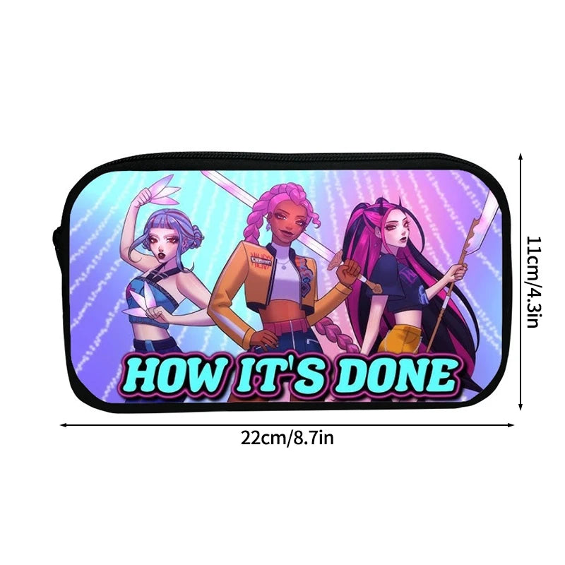 Large Capacity Demon Hunter Pencil Case Cartoon Stationery Organizer Pouch Back to School Pen Bag Makeup Bag Supplies