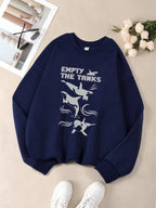 Empty The Tanks Dolphin Printed Sweatshirts Womens Winter Fleece Warm Hoodies Crewneck Loose Pullovers Basics Sporty Clothes