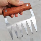 Metal Meat Shredder Claws, 18/8 Stainless Steel Meat Forks with Wooden Handle for Shredding, Pulling, Handing, Lifting & Serving