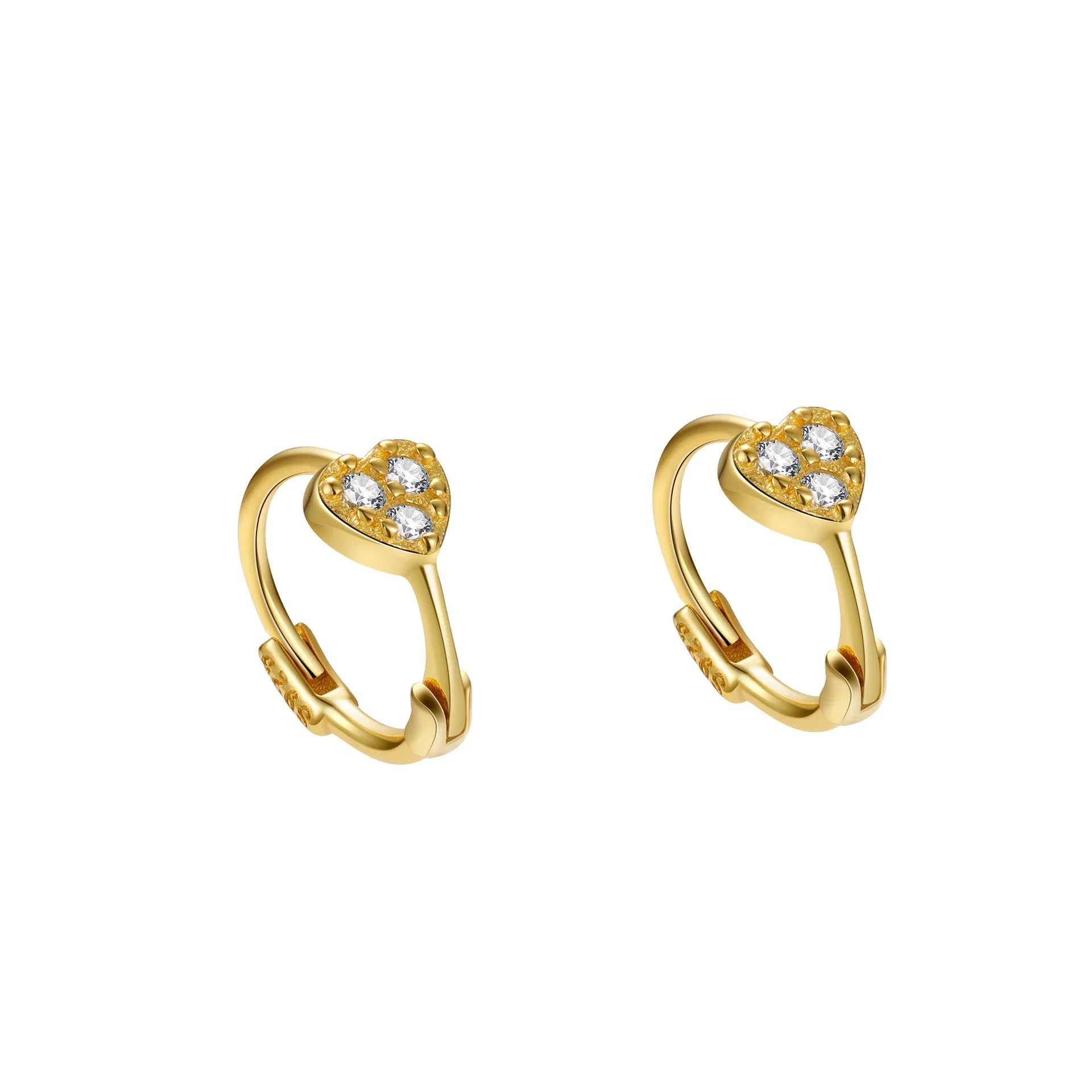 Authentic S925 Sterling Silver Heart Zircon Earrings for Women Sweet Exquisite Design Fashion Jewelry
