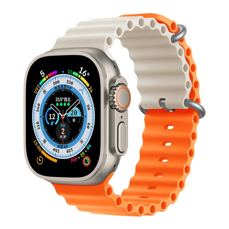 Ocean Strap for Apple Watch Ultra 2 Band 49mm 44mm 40mm 45mm 41mm 42mm 46mm 38mm Silicone Bracelet iWatch Series 10 9 SE 8 7 6 5