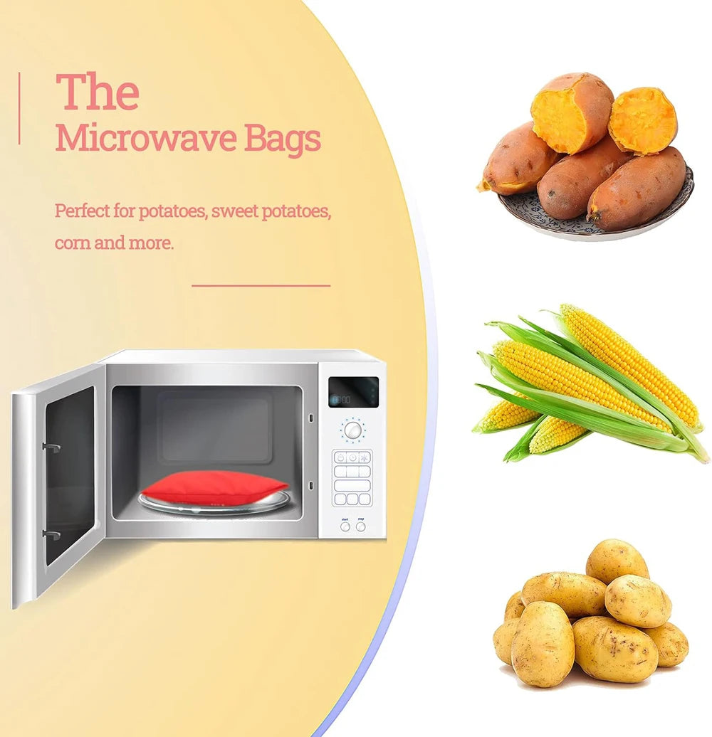 1/4PCS Reusable Express Microwave Potato Bag Saving Time Baking Fabric 4 Minutes Pouch Bag for Any Type of Potatoes Express Bake