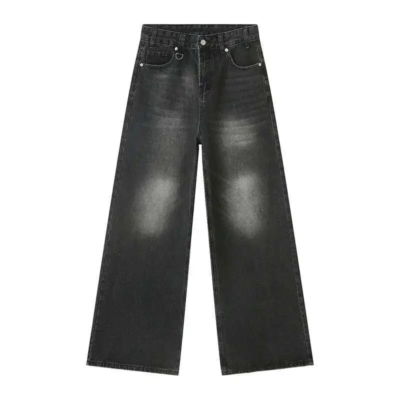 IEFB Wide Leg Jeans New Simple Style Pocket Zipper Casual Male Denim Pants 2025 Spring Fashion Men's Trousers Looes 9C1519