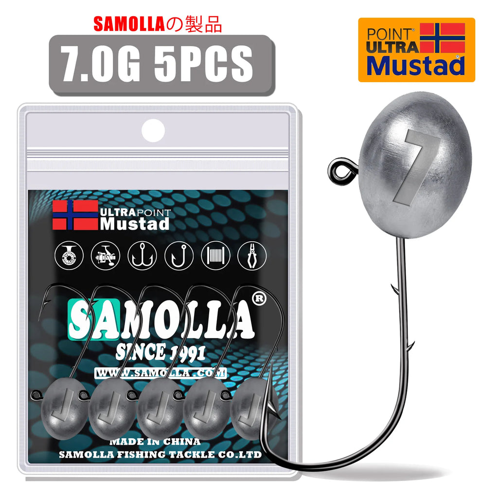 Jig Head Hook 3X Rockfish Ajing Fishing Hooks For Soft Worm Lure Bass Fish Pesca Goods 0.8-7g 5pcs/Bag Pike Trout Accessories