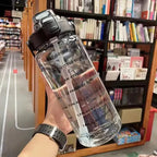 2 Liter Water Bottle with Straw Female Jug Girls Portable Travel bottles Fitness Bike Cup Summer Cold Water Jug with Time Marker