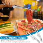 BBQ Tongs Non Slip Cooking Utensils Stainless Steel Tongs for Serving Food, Salad, Camping, Barbecue, Buffet