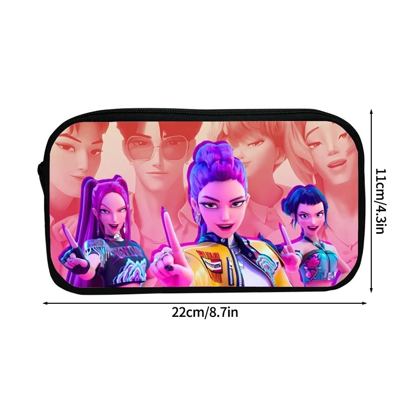 Large Capacity Demon Hunter Pencil Case Cartoon Stationery Organizer Pouch Back to School Pen Bag Makeup Bag Supplies