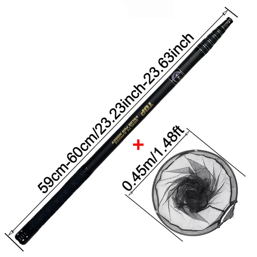 MBLN Brand,328cm/129inch Total Length,Ultralight Total 414g,Portable Landing Net,Carbon Net Handle,Aluminum Alloy net head