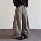 PFNW American Wide-Leg Jeans High Street Versatile Casual Long Men's Pants Solid Color Male Trousers Loose