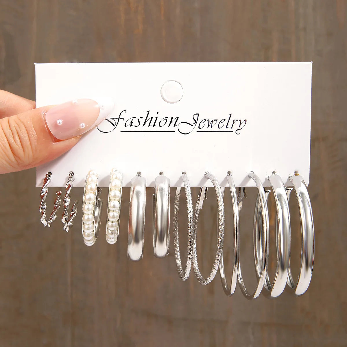 Boho Silver Color Earrings Set for Women Vintage Heart Pearl Metal Geometric Twist Hoops Earrings 2024 New Trendy Jewerly Gifts