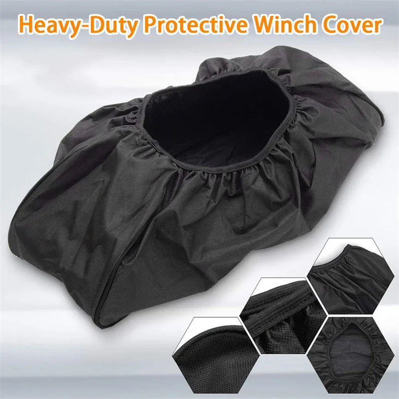 1PC Durable 600D Soft Waterproof Winch Dust Cover Driver Recovery 8,000 -17,500 Lbs Black Car Accessories