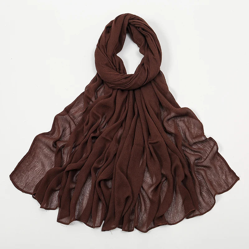 New Arrival Crinkle Rayon Hijab Women Muslim Scarf Shawls Solid Headscarf Wraps Big Size Plain Islamic Turban Headbands Foulard