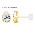 Real 14K Pear Cut Moissanite Stud Earrings for Women AU585 Gold Waterdrop Shape Ear Stud Teardrop Design Wedding Jewelry