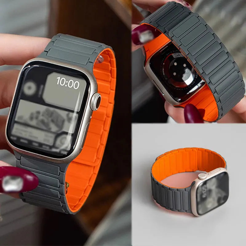Magnetic Loop strap for Apple watch S10 46mm 42mm 40mm 41mm 45mm 44mm 49mm Silicone Strap for lWatch Series Ultra 2 9 8 7 6 5 4