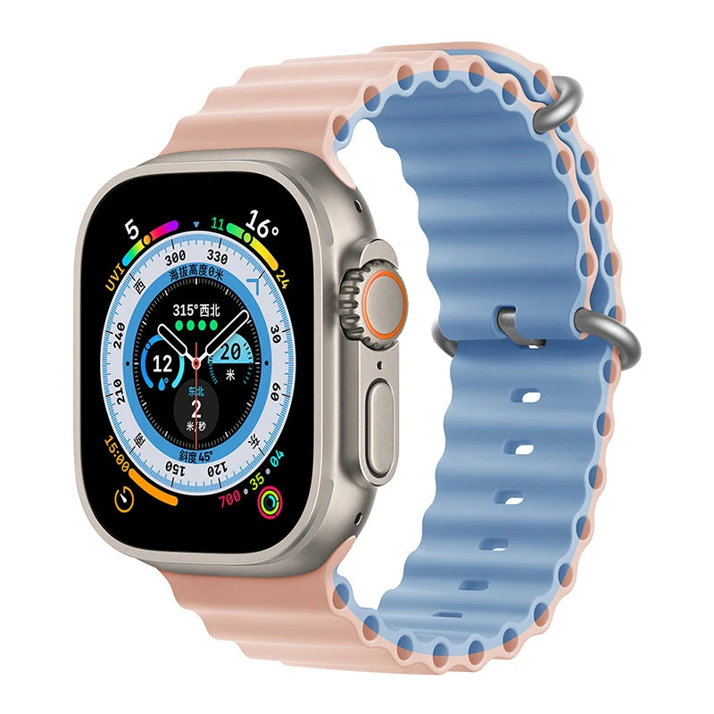 Ocean Strap for Apple Watch Ultra 2 Band 49mm 44mm 40mm 45mm 41mm 42mm 46mm 38mm Silicone Bracelet iWatch Series 10 9 SE 8 7 6 5