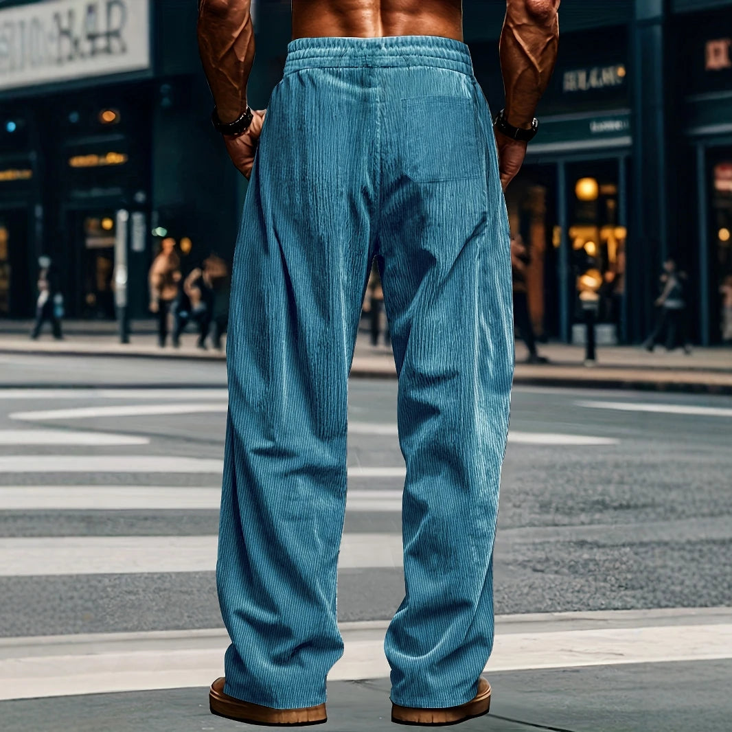 High Quality Striped Corduroy Men's Casual Pants Autumn Winter Loose Fashion Cargo Straight Pants Fitness Sports Hip Hop Pants