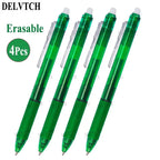 4Pcs/Set 0.7mm Erasable Gel Pen Retractable Handle Office School Writing Stationery Blue Black Red Ink Cartridge Refill Rods