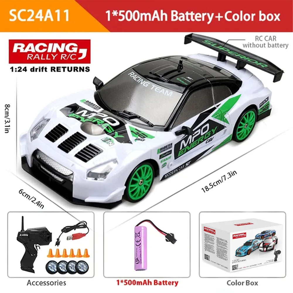 1:24 High Speed RC Drift Vehicle Cars Mustang 4WD Remote Control Racing Car Gift Competition Race Car Boys Toy Replaceable Tire