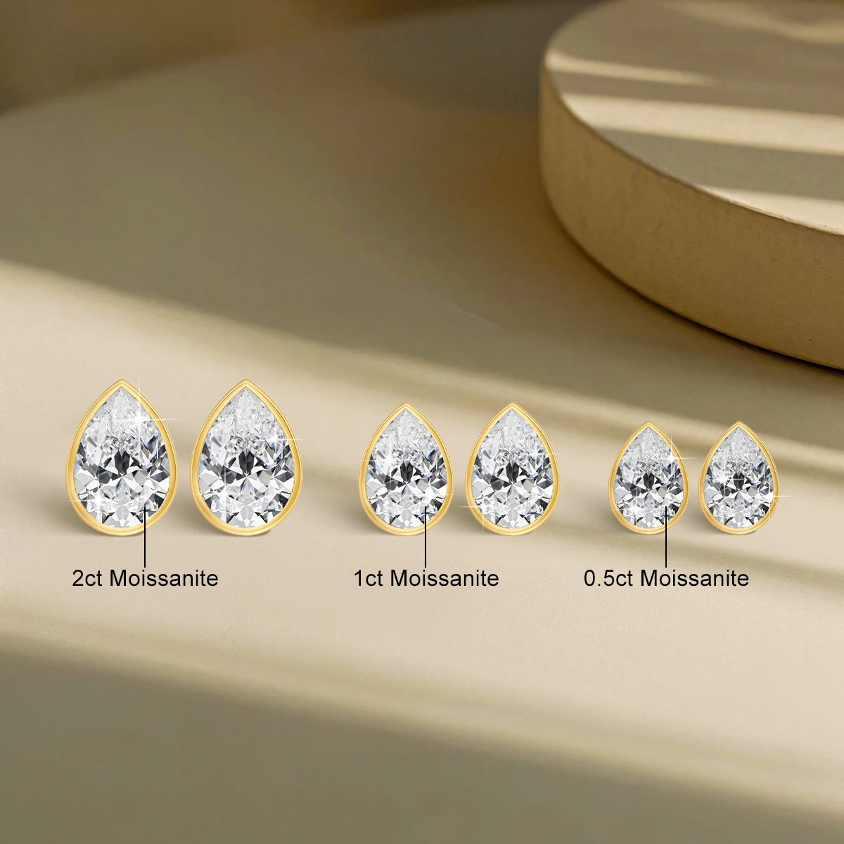 Real 14K Pear Cut Moissanite Stud Earrings for Women AU585 Gold Waterdrop Shape Ear Stud Teardrop Design Wedding Jewelry