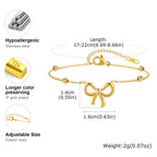 Vnox Sweet Bowknot Necklaces Finger Band Ear Jewelry, Gold Plated Simple Metal Knot Collar, Fashion Gift to Mom Girlfriend
