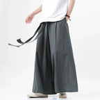 Chinese Style Linen Cotton Retro Pants Man Summer Kimono  Solid Color Traditional Pants Male Streetwear Casual Wide-Leg Trousers
