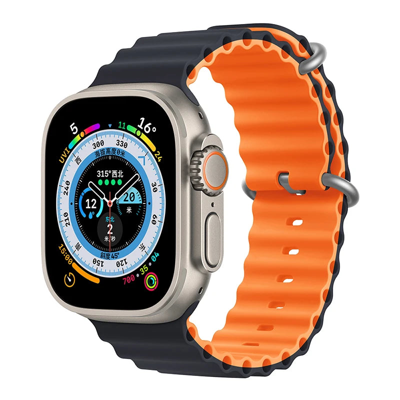 Ocean Strap for Apple Watch Ultra 2 Band 49mm 44mm 40mm 45mm 41mm 42mm 46mm 38mm Silicone Bracelet iWatch Series 10 9 SE 8 7 6 5