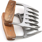 Metal Meat Shredder Claws, 18/8 Stainless Steel Meat Forks with Wooden Handle for Shredding, Pulling, Handing, Lifting & Serving