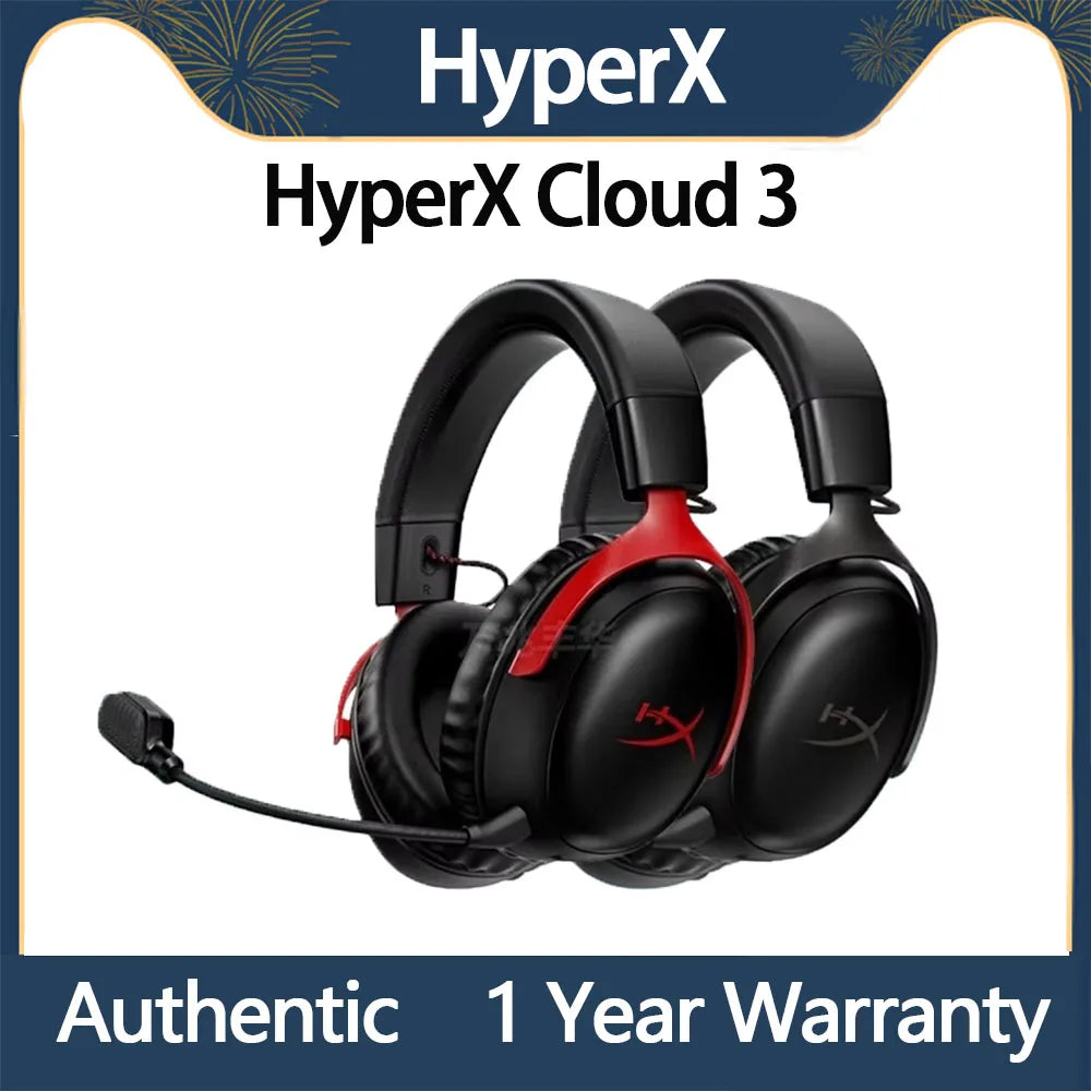 New ,HyperX Cloud III 3 Gaming Headset DTS Spatial Audio Signature Memory Foam Premium Leatherette 3.5mm USB Noise-Cancelling