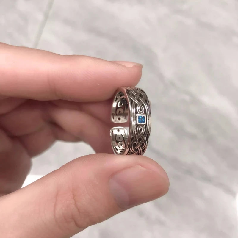 Buyee 925 Sterling Silver Couples Ring Elegant Carved Patterns Open Ring Finger for Women Men Fashion Fine Jewelry Circle Gift