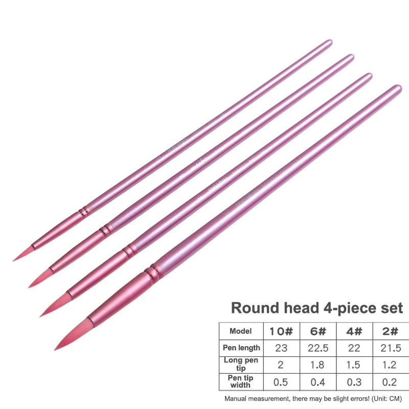 4/6 Pcs Watercolor Brush Pointed Round Flat Head Soft Hair Beginner's Art Student Hand Drawn Watercolor Nylon Painting Material